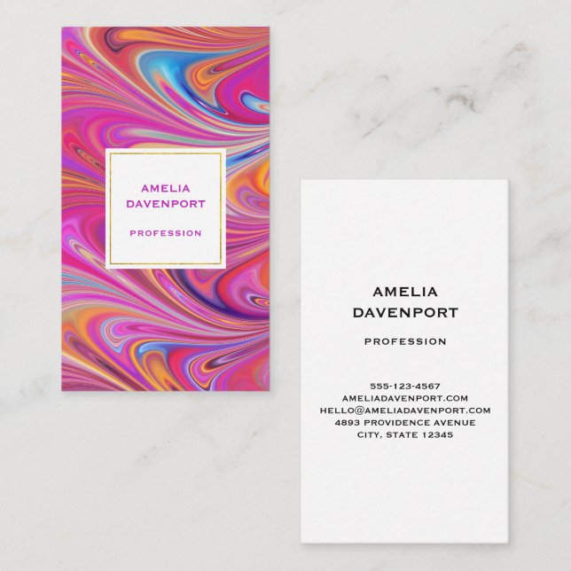 Trippy Pink and Orange Swirly Design Business Card (Front/Back)