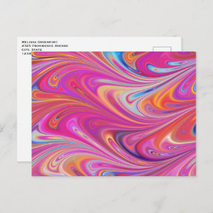Trippy Pink and Orange Swirly Design Postcard