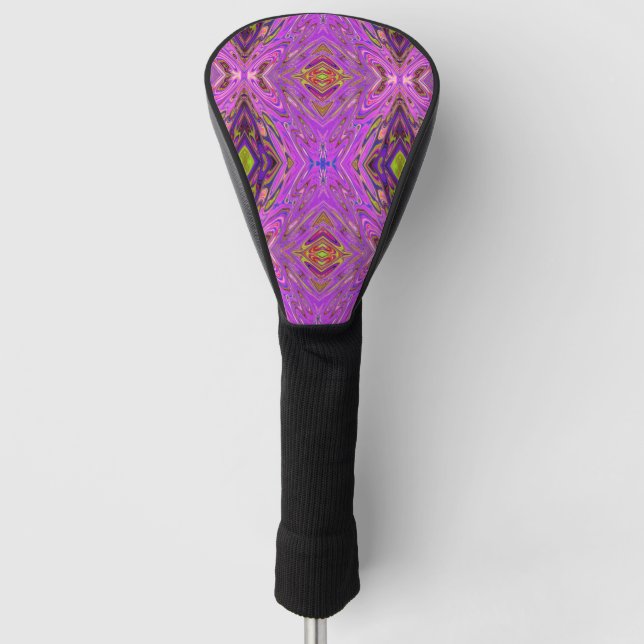 Trippy Pink and Purple Abstract Pattern Golf Head Cover (Front)