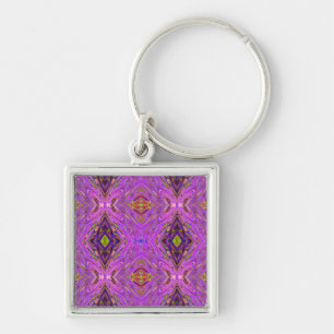 Trippy Pink and Purple Abstract Pattern Key Ring