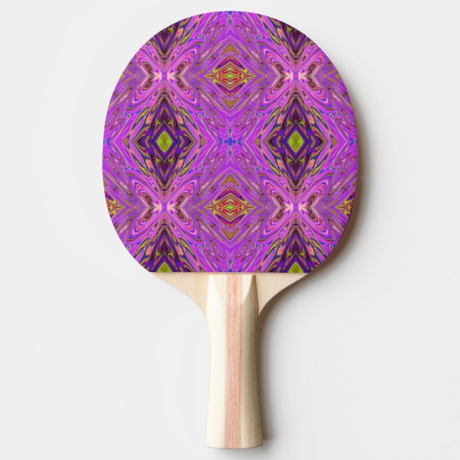 Trippy Pink and Purple Abstract Pattern Ping Pong Paddle (Front)