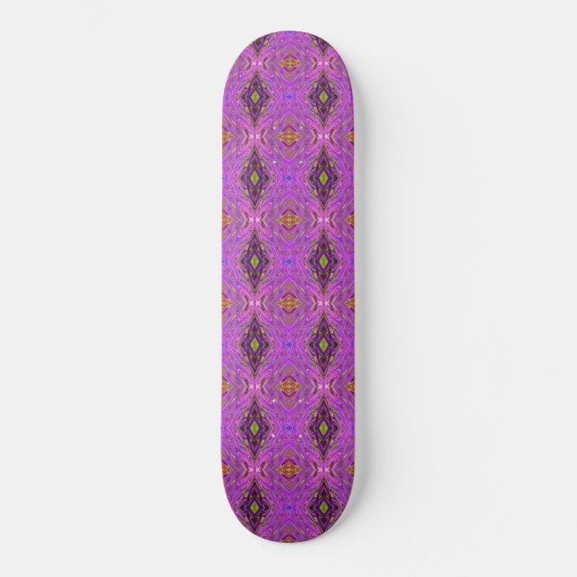 Trippy Pink and Purple Abstract Pattern Skateboard (Front)
