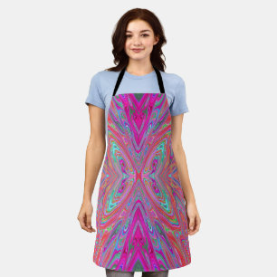 Trippy Pink, Aqua and Magenta Abstract Butterfly Apron