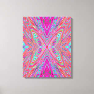 Trippy Pink, Aqua and Magenta Abstract Butterfly Canvas Print