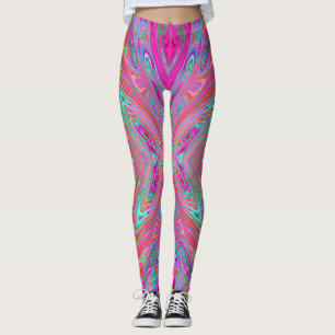 Trippy Pink, Aqua and Magenta Abstract Butterfly Leggings