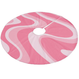 Trippy Pink Retro Abstract Swirl Pattern Fleece Tree Skirt