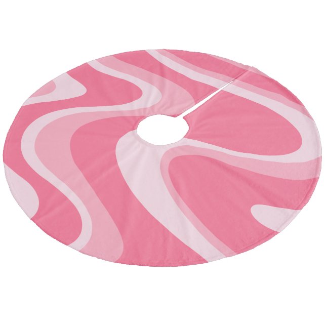Trippy Pink Retro Abstract Swirl Pattern Fleece Tree Skirt (Angled)