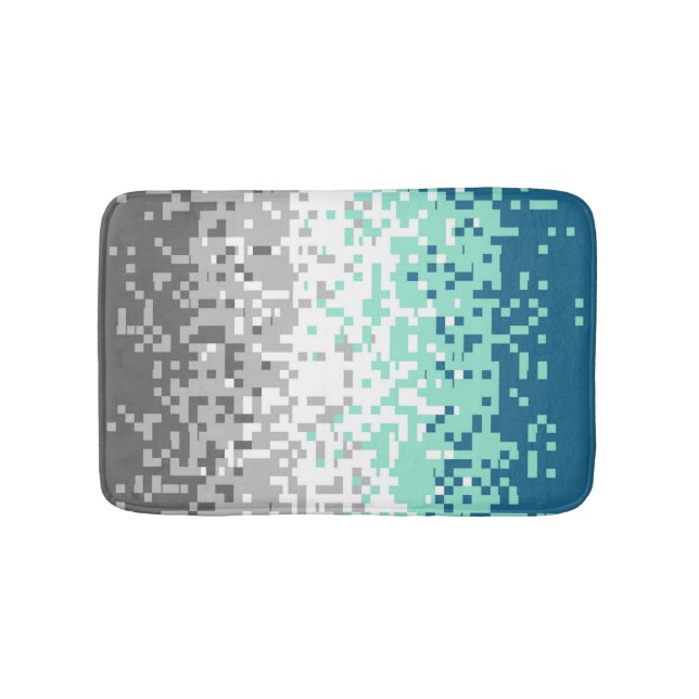 Trippy Pixelated Abstract Frayromantic Pride Flag Bath Mat (Front)