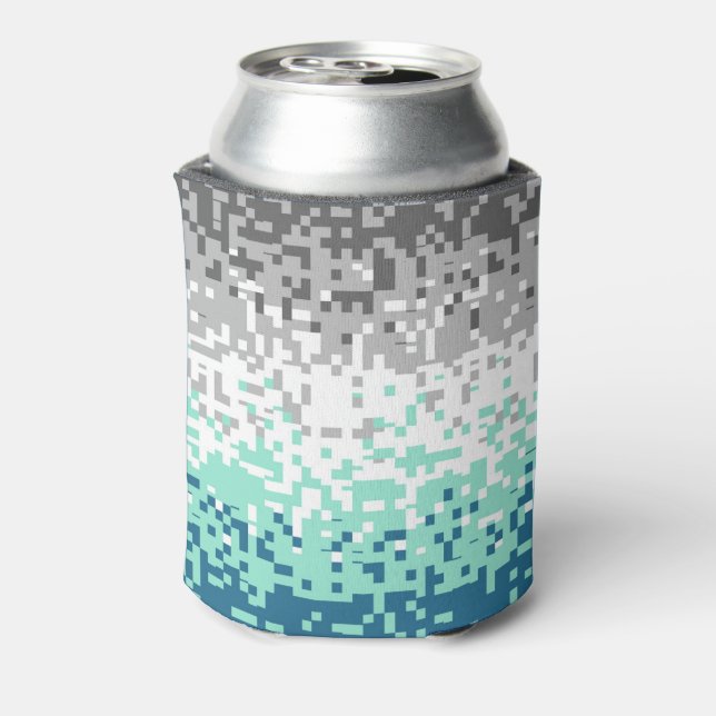 Trippy Pixelated Abstract Frayromantic Pride Flag Can Cooler (Can Back)