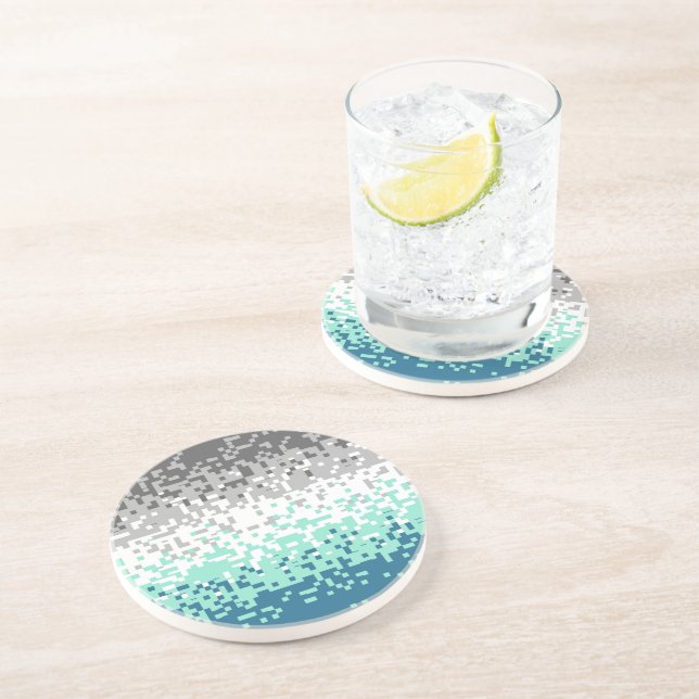 Trippy Pixelated Abstract Frayromantic Pride Flag Coaster (Side)