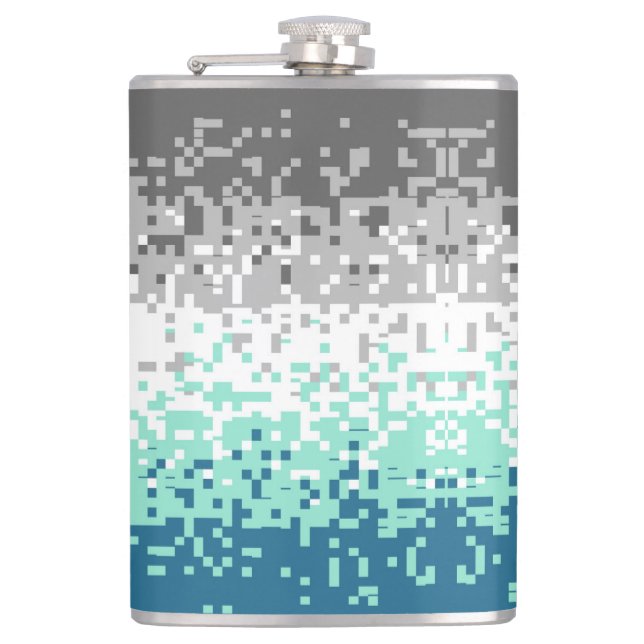 Trippy Pixelated Abstract Frayromantic Pride Flag Hip Flask (Front)