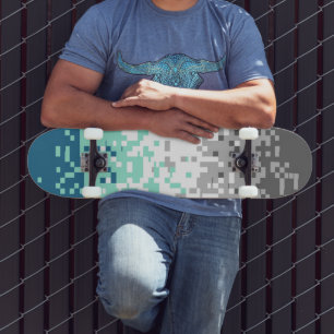 Trippy Pixelated Abstract Frayromantic Pride Flag Skateboard