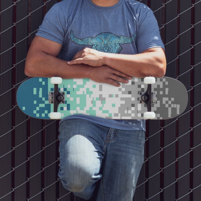 Trippy Pixelated Abstract Frayromantic Pride Flag Skateboard (Outdoor 3)