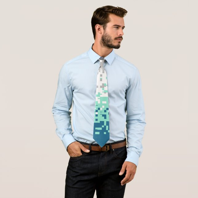 Trippy Pixelated Abstract Frayromantic Pride Flag  Tie (In Situ)