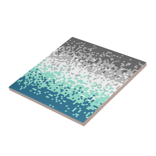 Trippy Pixelated Abstract Frayromantic Pride Flag Tile (Side)