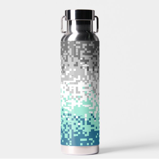 Trippy Pixelated Abstract Frayromantic Pride Flag Water Bottle (Front)