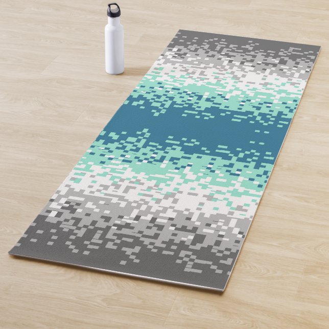Trippy Pixelated Abstract Frayromantic Pride Flag Yoga Mat (In Situ)