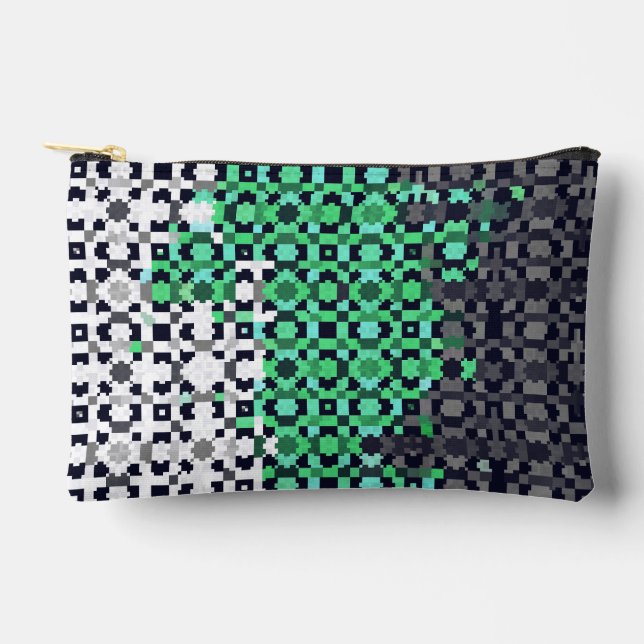Trippy Pixelated Abstract Neutrois Pride Flag Accessory Pouch (Front)