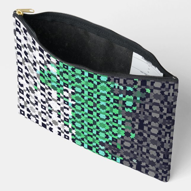 Trippy Pixelated Abstract Neutrois Pride Flag Accessory Pouch (Open)