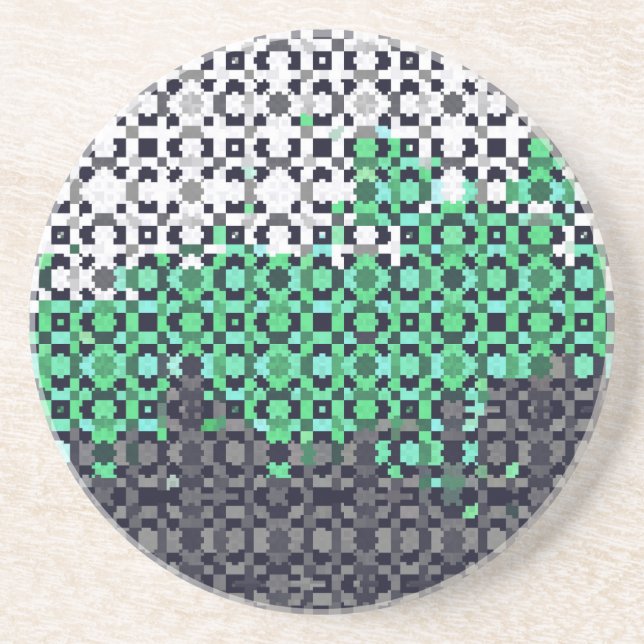 Trippy Pixelated Abstract Neutrois Pride Flag Coaster (Front)