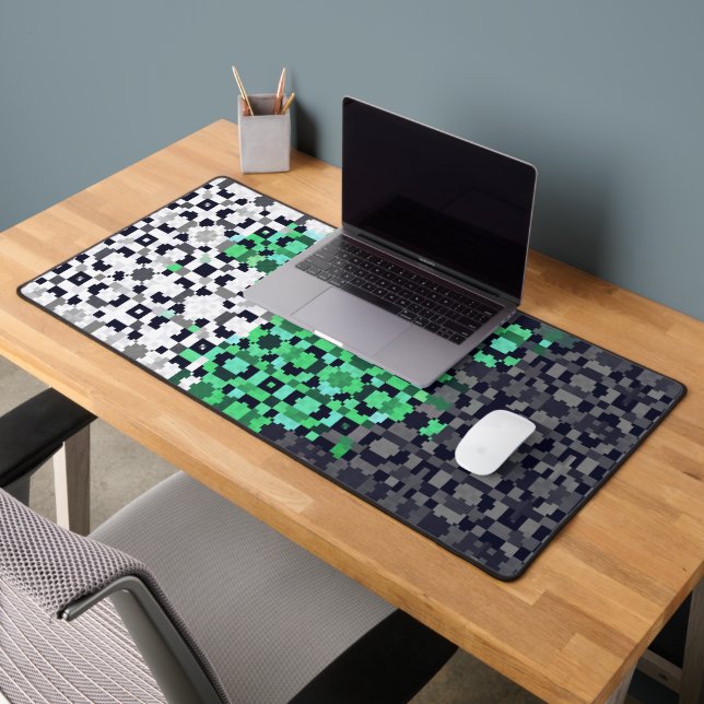 Trippy Pixelated Abstract Neutrois Pride Flag Desk Mat (Office 2)