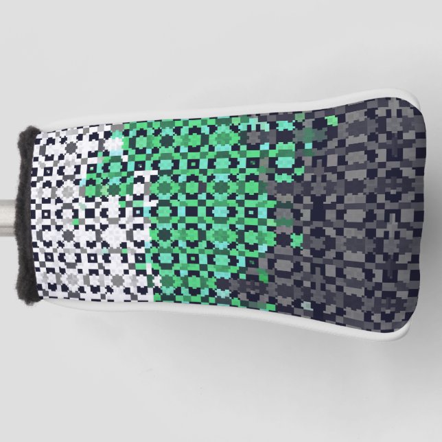 Trippy Pixelated Abstract Neutrois Pride Flag Golf Head Cover (Front)