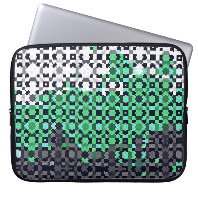 Trippy Pixelated Abstract Neutrois Pride Flag Laptop Sleeve (Front)