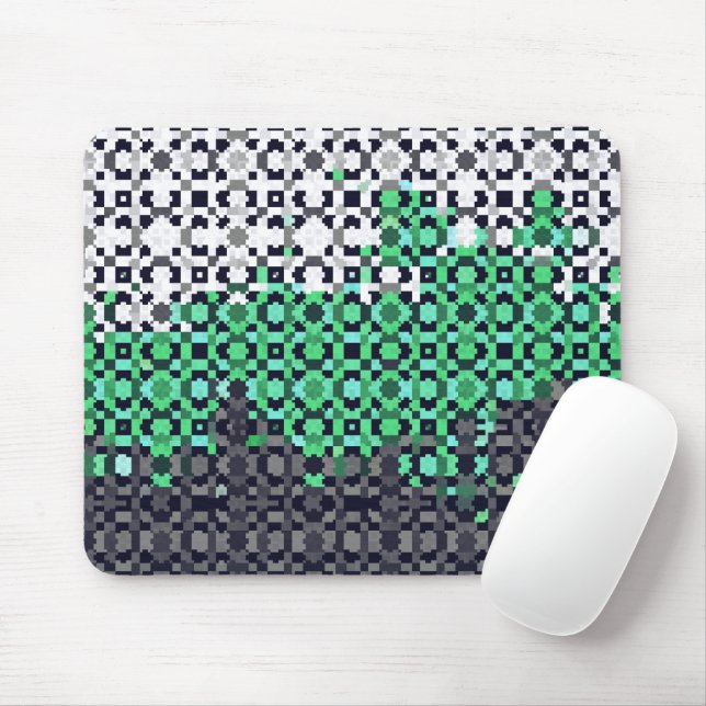Trippy Pixelated Abstract Neutrois Pride Flag Mouse Mat (With Mouse)