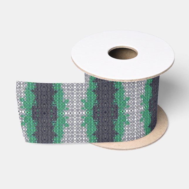 Trippy Pixelated Abstract Neutrois Pride Flag Satin Ribbon (Spool)