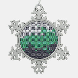 Trippy Pixelated Abstract Neutrois Pride Flag Snowflake Pewter Christmas Ornament