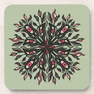 Trippy Plants and Eyes - Psychedelic Botanical Coaster