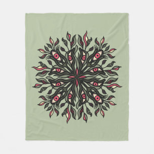 Trippy Plants and Eyes - Psychedelic Botanical Fleece Blanket