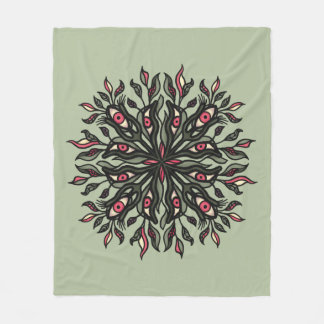 Trippy Plants and Eyes - Psychedelic Botanical Fleece Blanket