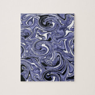 Trippy Psychadelic Water Marble Black Purple Jigsaw Puzzle