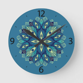 Trippy Psychedelic Eyes Floral Art – Surreal Eyes Round Clock