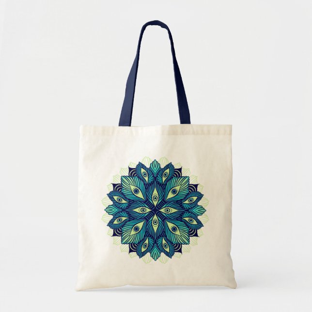 Trippy Psychedelic Eyes Floral Art – Surreal Eyes Tote Bag (Front)