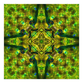Trippy Psychedelic Geometric  kaleidoscope Peacock Photo Print
