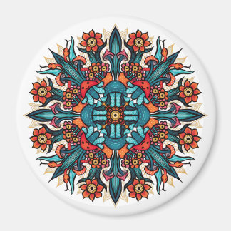 Trippy Psychedelic Groovy Mushroom Mandala Eyes Magnet