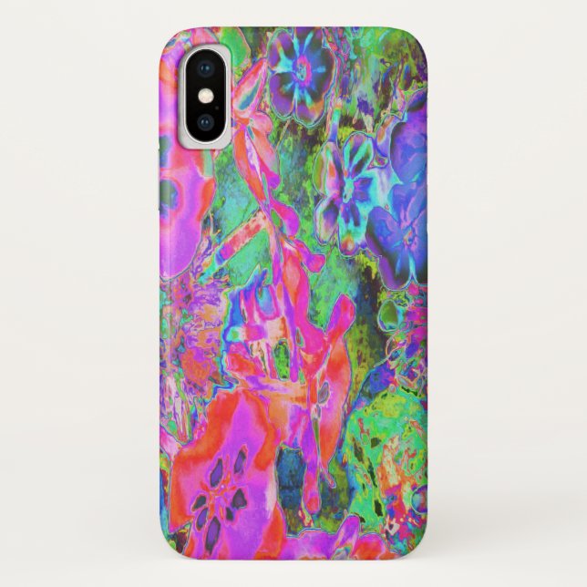 Trippy Psychedelic Hot Pink and Purple Flowers Case-Mate iPhone Case (Back)