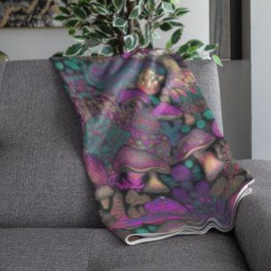 Trippy Psychedelic Mushroom Pattern Fleece Blanket
