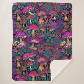Trippy Psychedelic Mushroom Pattern Sherpa Blanket