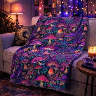 Trippy Psychedelic Mushroom Pattern  Sherpa Blanket