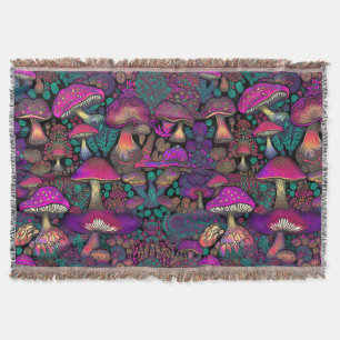 Trippy Psychedelic Mushroom Pattern Throw Blanket