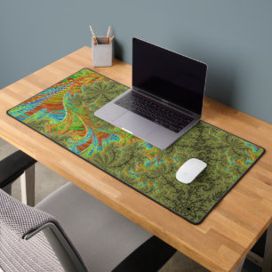 Trippy Psychedelic Spiral Fractal Art Desk Mat