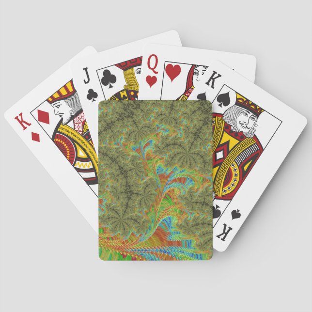 Trippy Psychedelic Spiral Fractal Art Playing Cards (Back)
