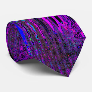 Trippy Purple and Black Retro Atomic Waves Tie