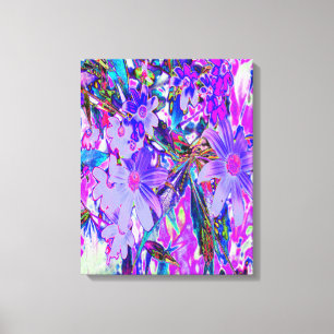Trippy Purple and Magenta Colourful Wildflowers Canvas Print