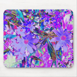 Trippy Purple and Magenta Colourful Wildflowers Mouse Mat