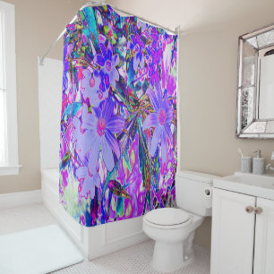 Trippy Purple and Magenta Colourful Wildflowers Shower Curtain