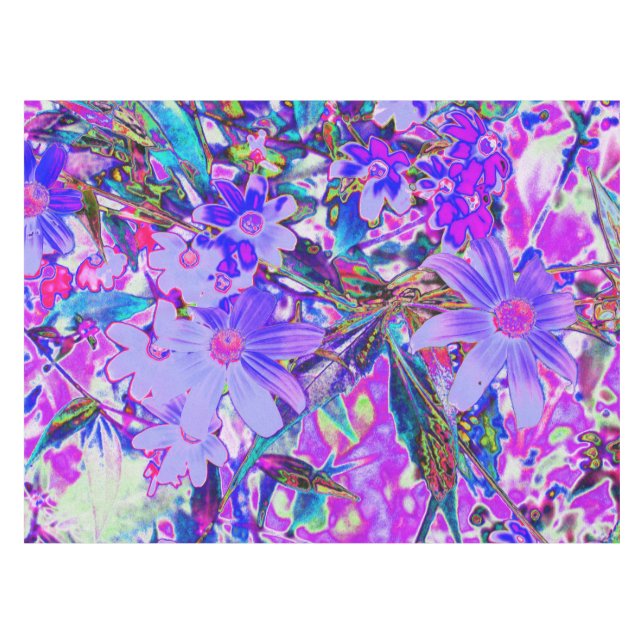 Trippy Purple and Magenta Colourful Wildflowers Tablecloth (Front (Horizontal))